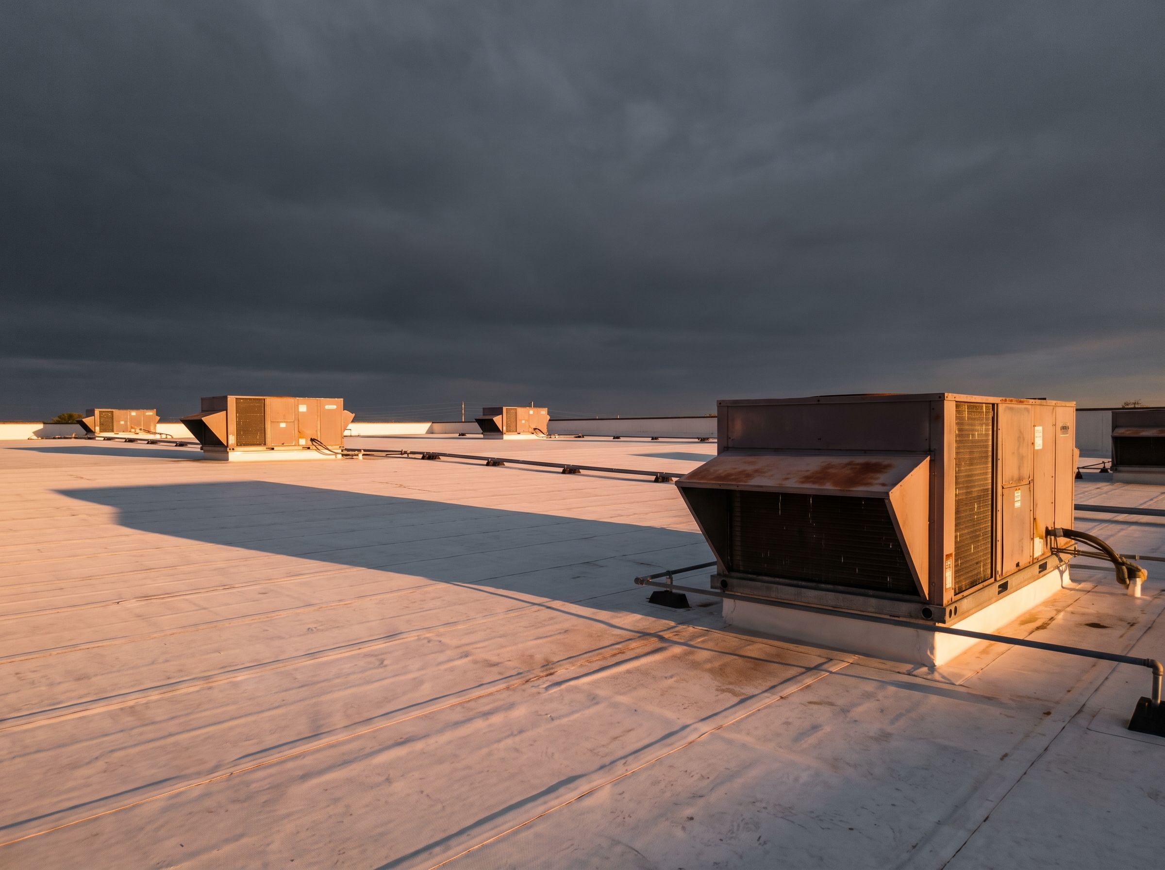 Illustration of rooftop equipment on a commercial roof
